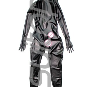 Suitop Men’s full cover body latex catsuit 0.4 rubber zentai with penies con-dom for male(back zip)(open nose only)