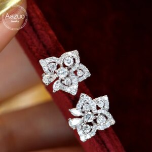 Aazuo Fine Jewelry 18K Orignal White Gold Natrual Diamonds 0.70ct Fairy Flower Stud Earrings Gifted For Women Senior Banquet