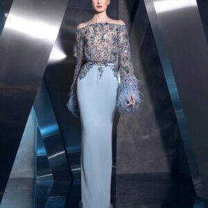 Blue Sequined Feathers Straight Long Evening Dress For Women Elegant Off Shoulder Wedding Party Gown Customized Prom Dresses