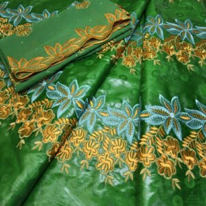 5+2 yards Fabric 100% Cotton African Basin Riche Brode Fabric With Scarf Latest Fashion Embroidery Basin lace fabric For wedding