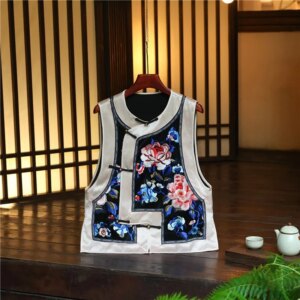 New Chinese style waistcoat women’s heavy industry embroidery acetic acid leisure disc sleeveless vest top