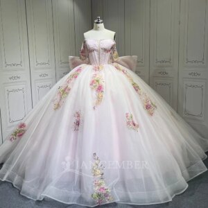 2025 Princess Customized Ball Gown Quinceanera Dresses With Colorful Appliques Off Shoulder Party Dress Robes De Soirée LSMU84