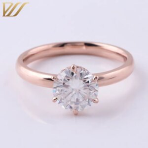 Provence 10K/14K/18K Moissanite Anniversary Rings for Women 2 CT Round Cut D Color VVS1 Brilliant Cut Hypoallergenic Jewelry