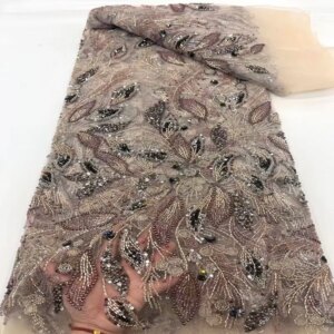 Luxury African Sequins Lace Fabrics High Quality Embroidery French Nigerian Tulle Lace Fabric For Wedding Party Sewing TS2830