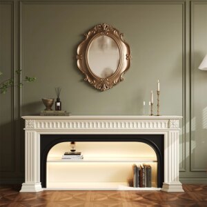 American fireplace TV cabinet villa living room simulated flame solid wood heating French large size fireplace custom decoration