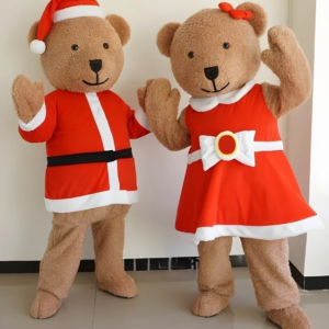 santa teddy bear mascot costume boy and girl teddy bear mascottes costume adult