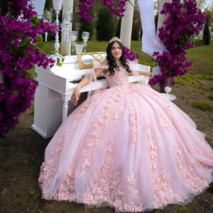 Customized Shiny Pink Quinceanera Dress Off Shoulder Lace sequin applique 3D flower crystal Bow vestidos de 15 Quinceanera
