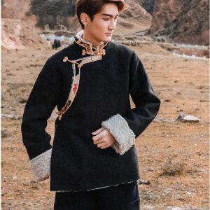 Traditional Chinese Tibetan Jacket Costume Men’s Coat Thick Winter