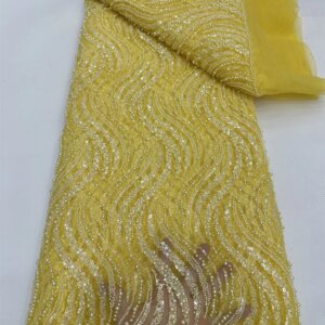 African Heavy Groom Lace Fabric 2025 High Quality French Sequins Lace Fabric Nigerian Lace Fabric For Wedding Party Dress