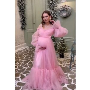 New Tulle Maternity Dress Photoshoot Baby Shower vestidos para embarazadas Photographie de vêtements de maternité فساتين حوامل