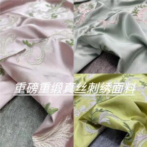 New product Heavy satin 30 momme embroidery fabric Chinese-style top and dress