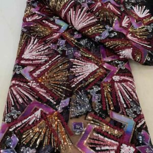 Latest Luxury Elegant African Embroidery Tube Lace Fabric Nigerian Sequins Lace Fabric Wedding Party Dress Sewing