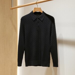 New menswear Modal cashmere wool blend Business casual all-in-one solid color lapel knit sweater