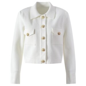 High Quality Spring Women Turn-down Collar Wool Blends Coat Elegant Knitted Office Lady Single-breasted Cardigan
