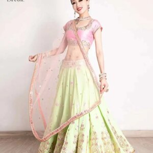 Yiman Exotic Indian Dance Dress, Women’s Dance Dress, Embroidered Sari Top, Big Swing Skirt, Lengha Set
