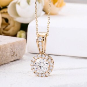 Provence Pendant Necklace 14K Gold IGI D/VS1 Lab Diamonds Luxury Evening dress Instrument Wedding Necklace Personalized Custom