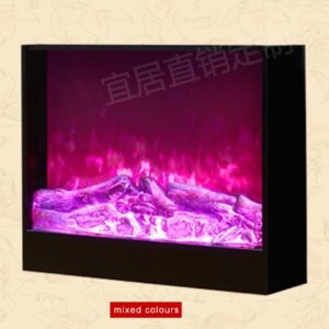Electric Fireplace Insert Firebox LED Burner Optical Artificial Fire Emulational Charcoal Multicoloured Flame Decoration