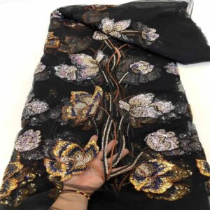 2025 New African Nigerian French High Quality 2025 Hot Sale Lace Fabric With Beads Sequins Bride Party Wedding Embroiderg Dress