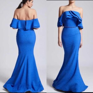 Customized Fashion Simple Off-the-shoulder Mermaid Evening Contoured Satin Custom Luxury Evening Dress