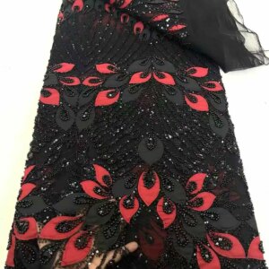 2025 New African French Nigerian High End Lace Fabric With Beads Sequins Mesh for Embroidery Wedding Party Bride Sewing Dress