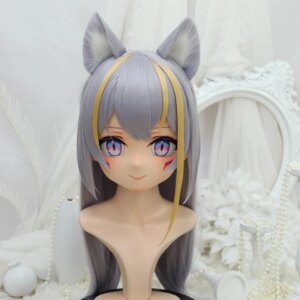 Customize Character Female/Girl Resin Kig Full Head With Lock Anime Cosplay Japanese Anime Kigurumi Mask
