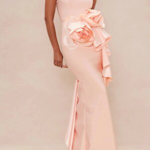 Customized High Quality Fashion Retro Simple Handmade Flower Draped Sheath Sweetheart Long Dresses Prom Dresses Classic Exquisit