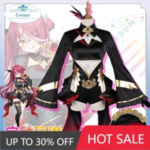 COSSUN VTuber Houshou Marine Cosplay Costume Virtual YouTuber Hololive Magical Girl Captain Black Dress Wig Woman Sexy Carnival