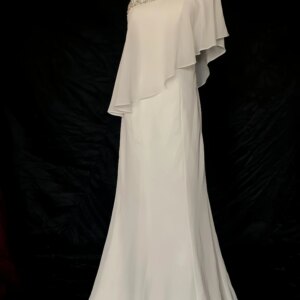 Elegant White Tulle Evening Dresses One Shoulder Shawl Rhinestone Long Trailing Straight Wedding Celebrity Guest Prom Party Gown