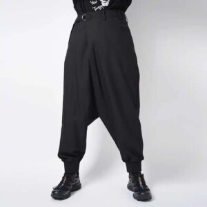 YOJI OOAK Japanese original dark leggings retro loose pleated harem pants hanging lantern pants trend