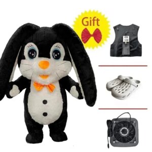 Giant Inflatable Grey Red Easter Bunny Mascot Costume for Adult Blow Up Costume 2m/2.6m/3m Rabbit Funny Cosplay Dress