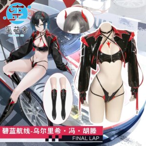 Game Azur Lane Schlachtschiff H Cosplay Costume Racing Queen Schlachtschiff H Leather Bikini Ulrich Von Hutten Anime Cosplay
