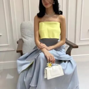 Little Daisy Customized Tiered A-line Strapless Midi Dresses Bespoke Occasion Dresses Fashion Exquisite