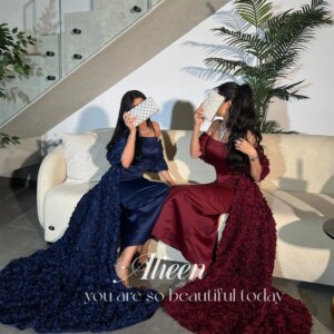 Aileen Navy Blue Mermaid Big Bow Off the Shoulders Sharon Happy Evening Dresses Women Parties Elegant Wedding Party Dress Woman