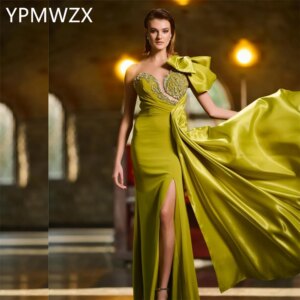 Customized Prom Gown Evening Women Party Occasion YPMWZX One Shoulder Column Floor Length Skirts Vertically Bespoke Dre
