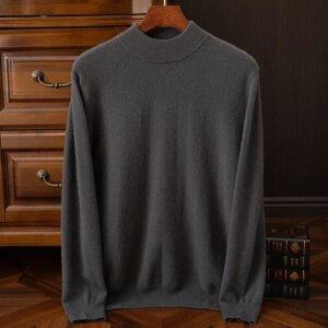 2024 new autumn and winter men’s 100% pure cashmere sweater, half turtleneck, popular, casual, pullover sweater