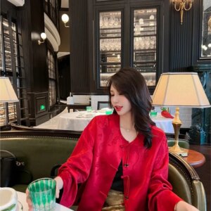 New Chinese style disc coat feminine jacquard improved blouse