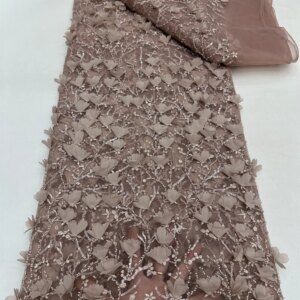 African Sequins Beaded Lace Fabric, Groom Embroidery, French Mesh, Nigeria Tulle, Wedding Dress Sewing, 3d Flowers Luxury