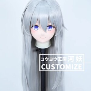 C-10148 Customize Full Head Resin Cartoon Cosplay Japanese Character Anime Role Play Crossdress Kigurumi Mask With Back Shell