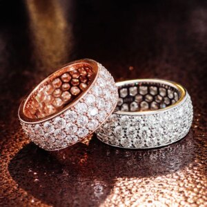 Provence 10K/14K/18K solid gold wedding band men melee lab diamond engagement rings luxury eternity band custom anniversary gift