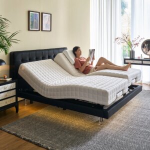 Intelligent Electric King-Size Bed Frame Double Oak Wood Multifunctional Split Lifting Bed Master Bedroom Minimalist Bed