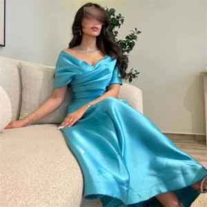 V Neck A Line Formal Evening Satin Pleated Ankle High End Custom Ball Gown Vestidos Elegantes Para Mujeres De Gal2024customized