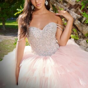 Customized Shiny Pink Off Shoulder Quinceanera Dress Tull crystal layering sequin applique vestidos de 15 Quinceanera