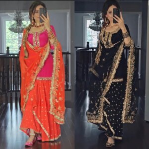 Salwar Kameez Pakistan India Wedding Party Wearing Bollywood DHOTI Skirt