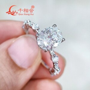 Eternity Band 7*9mm Oval Moissanite Half Big And Small Stone D VVS 925 Sterling Silver Ring for Engagement Ladies Jewelry
