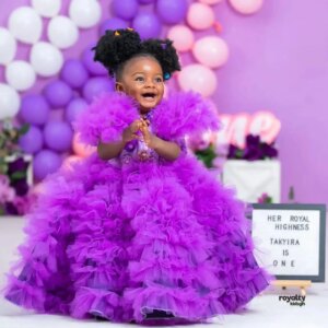 Purple Ruffles Girls Birthday Party Dresses Princess 3D Flower Girl Dresses Baby Kids Ball Gowns for Photo Shoot