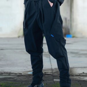 REINDEE LUSION 20AW TECHWEAR CYBERPUNK MULTI-PLEATED TAPERED PANTS FASHION TROUSER DARKWEAR Wasteland Punk black jogger