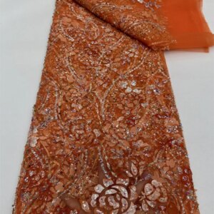 African Nigerian Tulle Beads Lace Fabric French Sequins Mesh Net Lace Fabrics 2025 High Quality Lace Wedding Party Dress Sewing