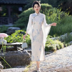 Autumn New Chinese Cheongsam Modified Long Type National Style Milk Temperament Daily Young