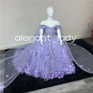 Light Purple Mini Quinceanera Dresses 2025 Card Shoulder Applique Party Dresses Fashion Poncho Girls Dresses customsized