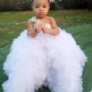 Tutu African Flower Girl Dresses Ball Gown Sheer Tulle Ruffles Crystals Baby Little Girl Peageant Dress Gowns Customized